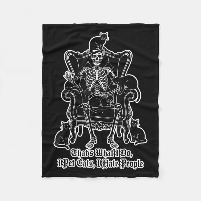 Ich füttere Katzen, die ich hasse Leute Skelett Ka Fleecedecke (Vorderseite)