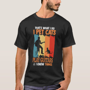Ich füttere Katzen spielen Gitarren Retro Vintage T-Shirt