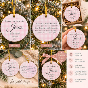 Ich gab Jesus mein Herz zu Weihnachten Keramik Ornament