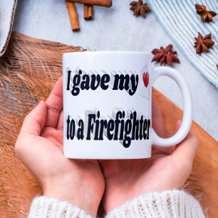 Ich gab meinem Feuerwehrmann mein Herz schwarzen T Kaffeetasse