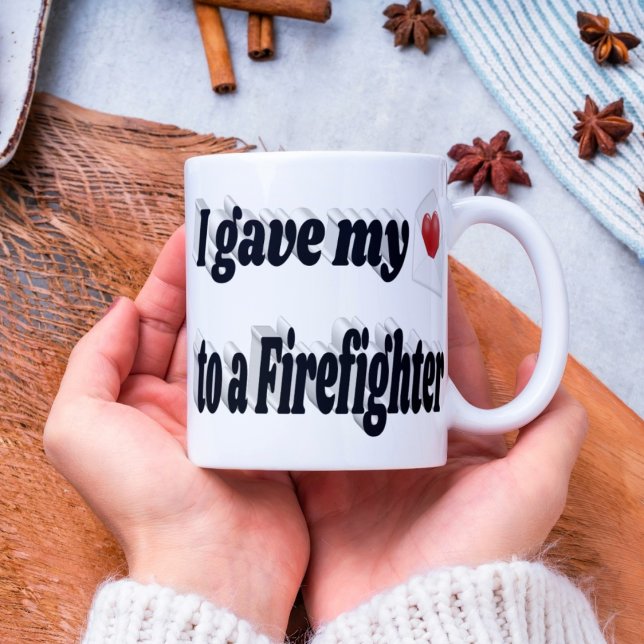 Ich gab meinem Feuerwehrmann mein Herz schwarzen T Kaffeetasse (Von Creator hochgeladen)