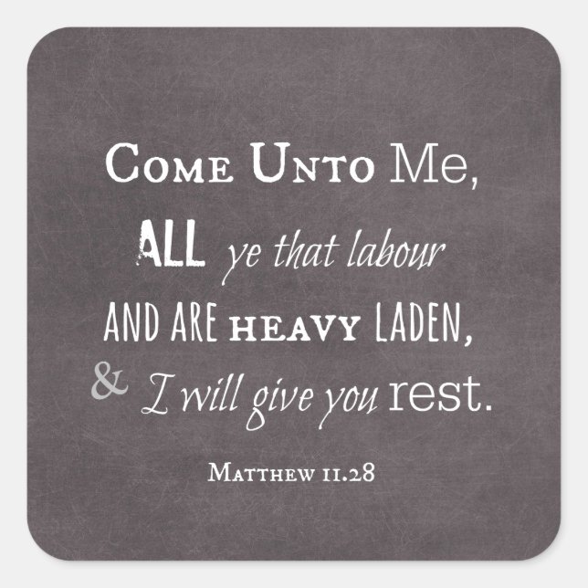 Ich gebe Ihnen Erholung Bible Verse Scripting Quadratischer Aufkleber (Vorderseite)