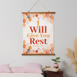 Ich gebe Ihnen Erholung Boho Christlich Wall Wandteppich Mit Holzrahmen