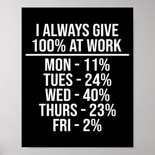 Ich gebe immer 100% auf der Arbeit Lustige Arbeits Poster