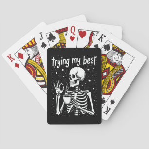 Ich gebe mein Bestes Lustiger Halloween-Skelett-Ka Spielkarten