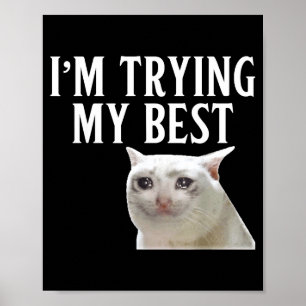 Ich Gebe Mein Bestes Lustiges Weinendes Katzen-Mem Poster