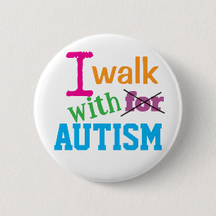 Ich gehe mit Autismus - Buntes Autismus-Bewusstsei Button