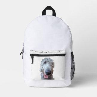 Ich gehe mit meinem Hoooooman Irish Wolfhound-Ruck Bedruckter Rucksack