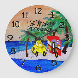 Ich gehe, wohin ich abgeschleppt werde Wohnwagen W Große Wanduhr