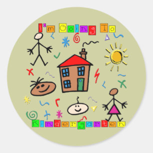 Ich gehe zum Kindergarten Runder Aufkleber