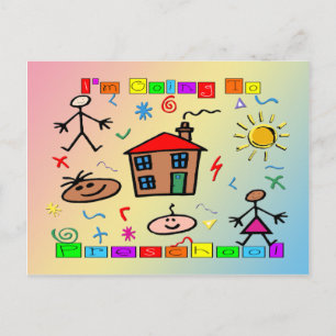 Ich gehe zur Vorschule Postkarte