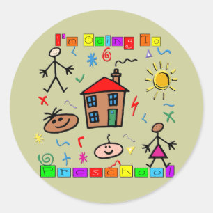 Ich gehe zur Vorschule Runder Aufkleber