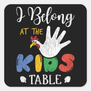Ich gehöre zum Kindertisch Lustiges Thanksgiving-G Quadratischer Aufkleber