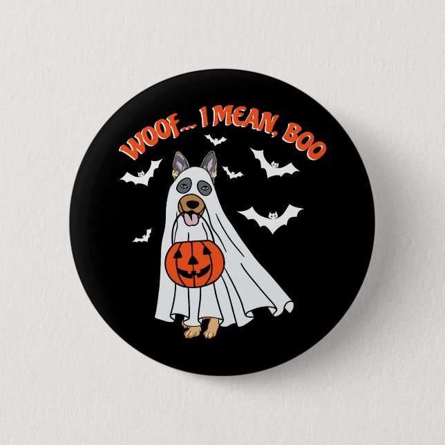 Ich Gemein Boo Funny Ghost Dog Halloween Pumpkin Button (Vorderseite)