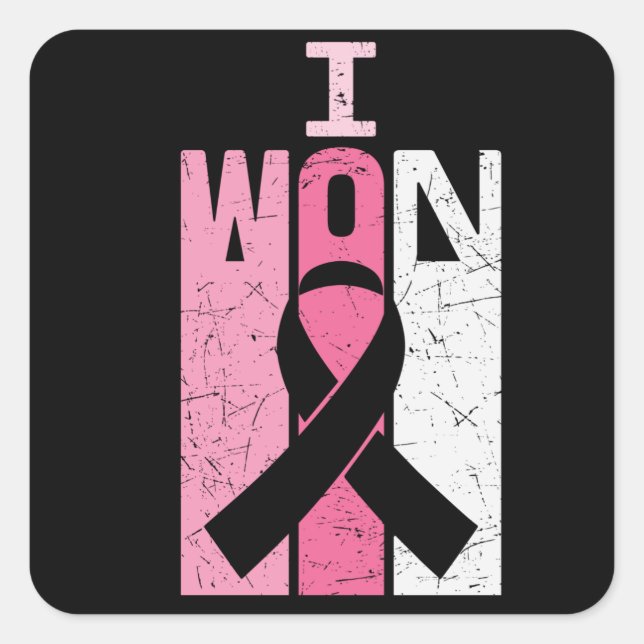 Ich gewann Brustkrebs-Bewusstseinswarter Quadratischer Aufkleber (Vorderseite)