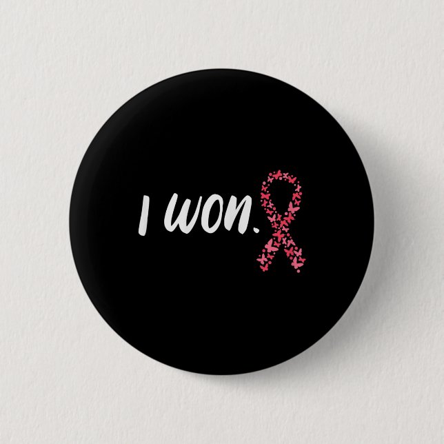 Ich gewann das Bewusstsein für Brustkrebs in Rosa  Button (Vorderseite)