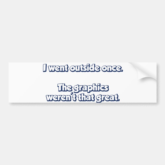 Ich ging Außenseite einmal.  Grafiken waren nicht Autoaufkleber (Vorne)