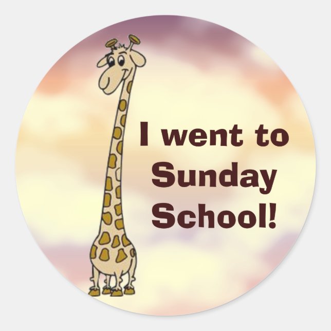 Ich ging zu "Sunday School Stickers" Runder Aufkleber (Vorderseite)