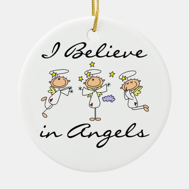 Ich glaube an Angels T - Shirt und Geschenke Keramikornament (Vorne)
