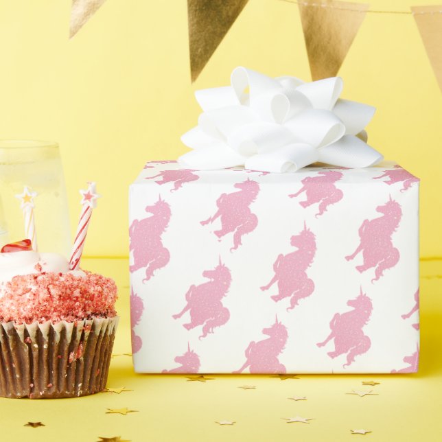 Ich glaube an das unsichtbare rosa Einhorn. Geschenkpapier (Geburtstagsparty)