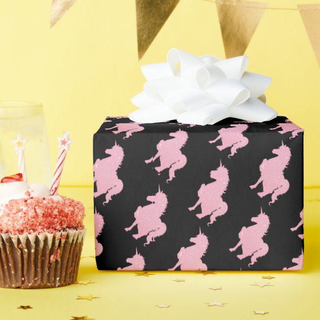 Ich glaube an das unsichtbare rosa Einhorn. Geschenkpapier (Geburtstagsparty)