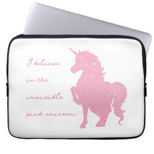Ich glaube an das unsichtbare rosa Einhorn. Laptopschutzhülle