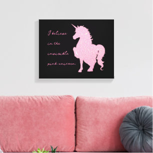 Ich glaube an das unsichtbare rosa Einhorn. Leinwanddruck