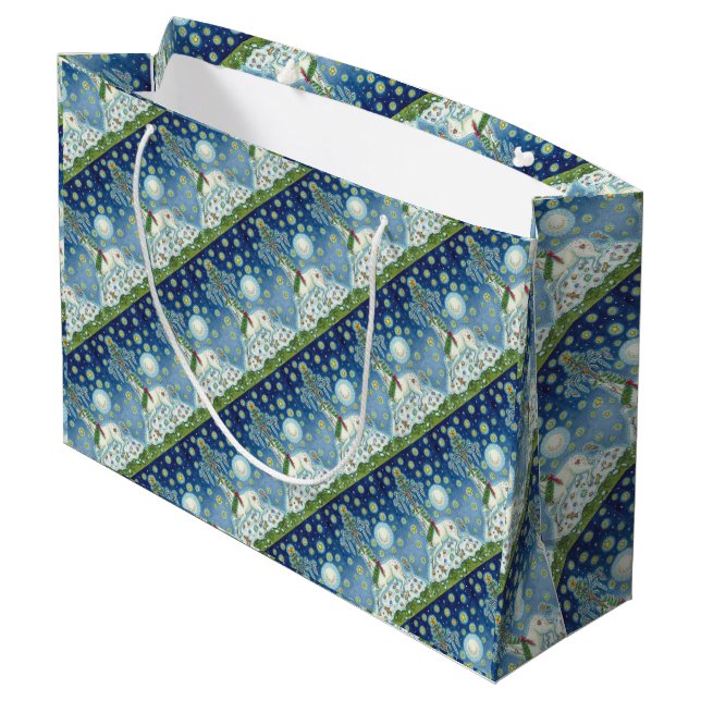 ICH GLAUBE AN DEN CHRISTMAS UNICORN GROSSEN GIFT-B GROßE GESCHENKTÜTE (Rückseite Schrägansicht)