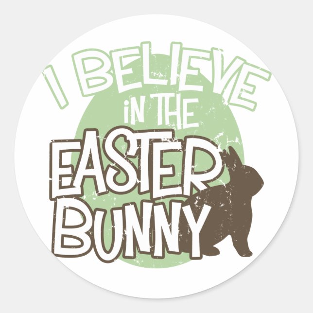 Ich glaube an den Osterhase Runder Aufkleber (Vorderseite)