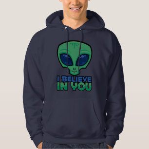 Ich glaube an dich freundlicher Cartoon-Alien Hoodie