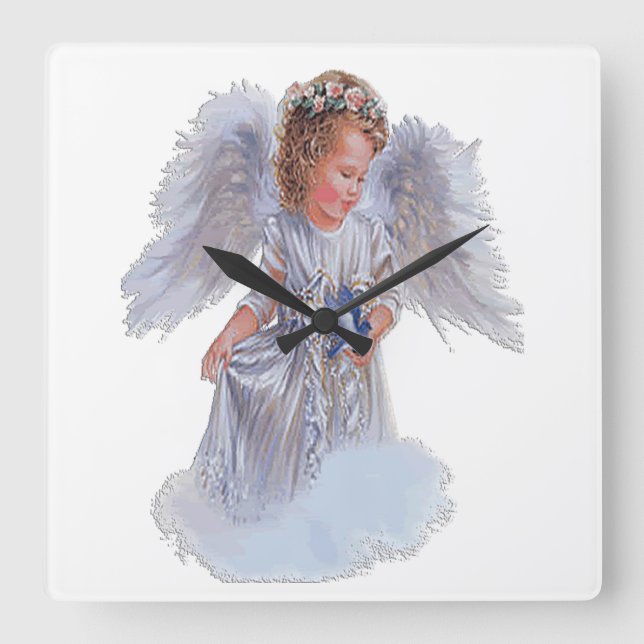 Ich glaube an Engel Quadratische Wanduhr (Vorderseite)