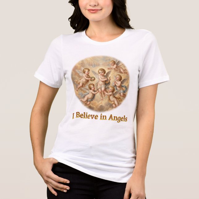Ich glaube an Engel Tri-Blend Shirt (Vorderseite)