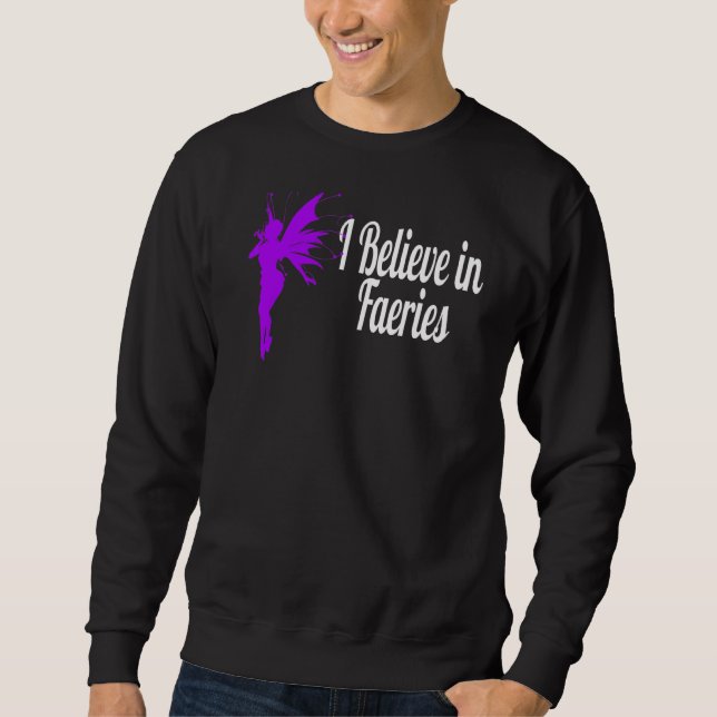 Ich glaube an Feen Niedlich rosa Silhouette Fairy Sweatshirt (Vorderseite)