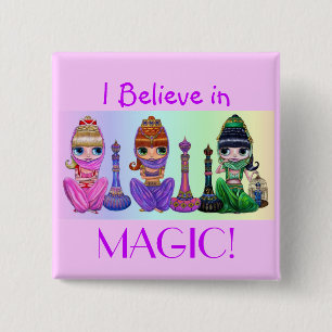 Ich glaube an Magie! Niedliche Little Genie Dolls Button