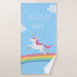 Ich glaube an magisches Regenbogenunicorn-Tuch-Set Badhandtuch Set