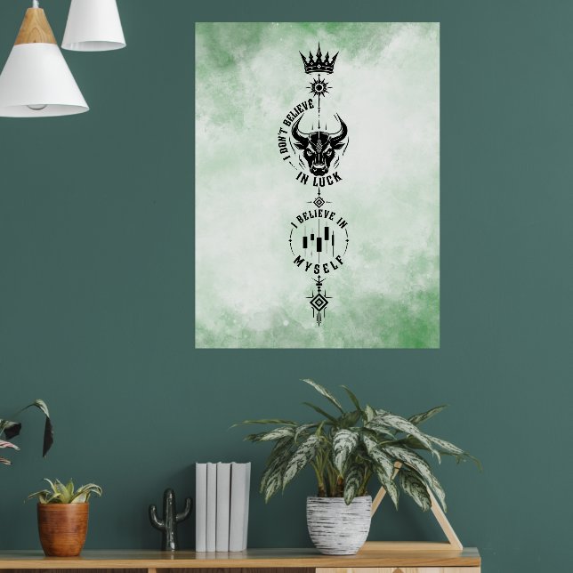 Ich glaube an mich selbst Grüne Wasserfarbe Trader Poster (Wohnzimmer 1)