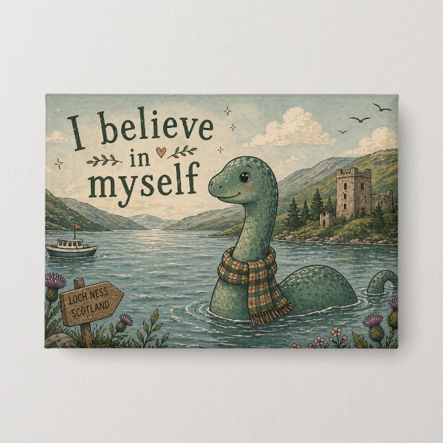 Ich glaube an mich selbst wunderliche Loch Ness Mo Button (Vorderseite)