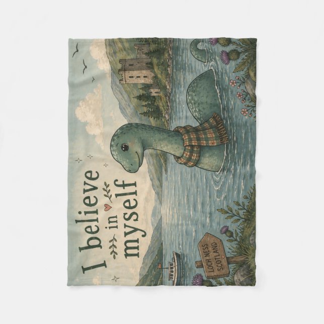 Ich glaube an mich selbst wunderliche Loch Ness Mo Fleecedecke (Vorderseite)