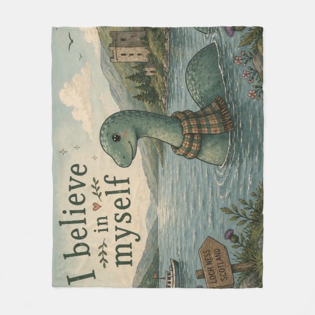 Ich glaube an mich selbst wunderliche Loch Ness Mo Fleecedecke (Vorderseite)