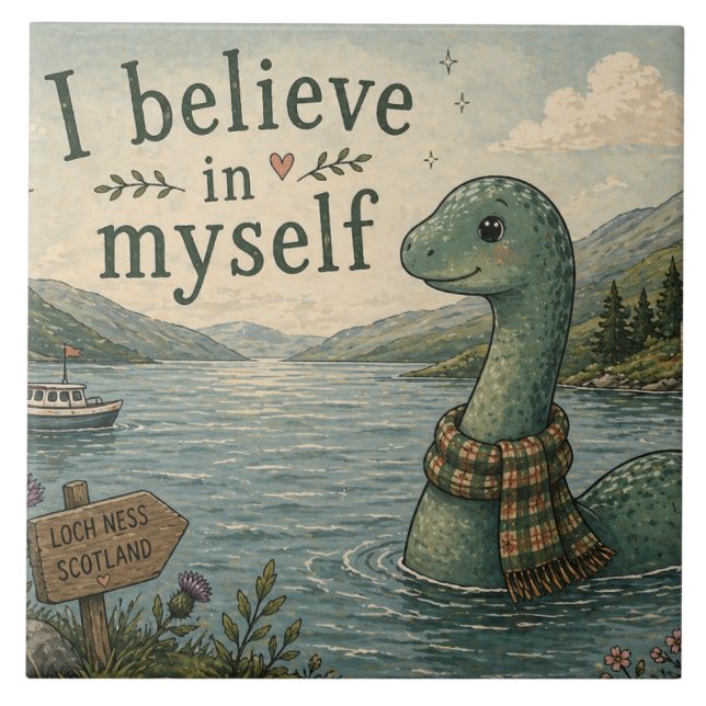 Ich glaube an mich selbst wunderliche Loch Ness Mo Fliese (Vorderseite)