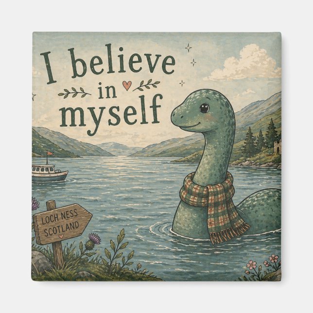 Ich glaube an mich selbst wunderliche Loch Ness Mo Magnet (Vorne)