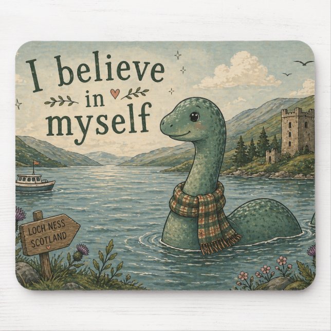 Ich glaube an mich selbst wunderliche Loch Ness Mo Mousepad (Vorne)