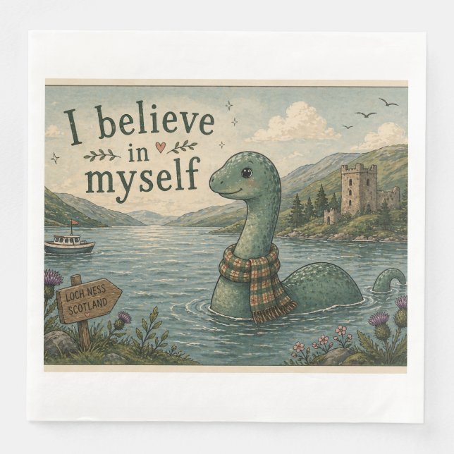 Ich glaube an mich selbst wunderliche Loch Ness Mo Serviette (Vorderseite)