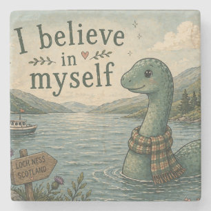 Ich glaube an mich selbst wunderliche Loch Ness Mo Steinuntersetzer
