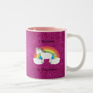Ich glaube an rosa Glitter der Unicorns Zweifarbige Tasse