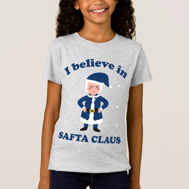 Ich glaube an Safta Claus - Niedliche Chanukah Kid T-Shirt (Vorderseite)