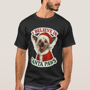 Ich glaube an Santa Paws Chinese Crested Hund Froh T-Shirt