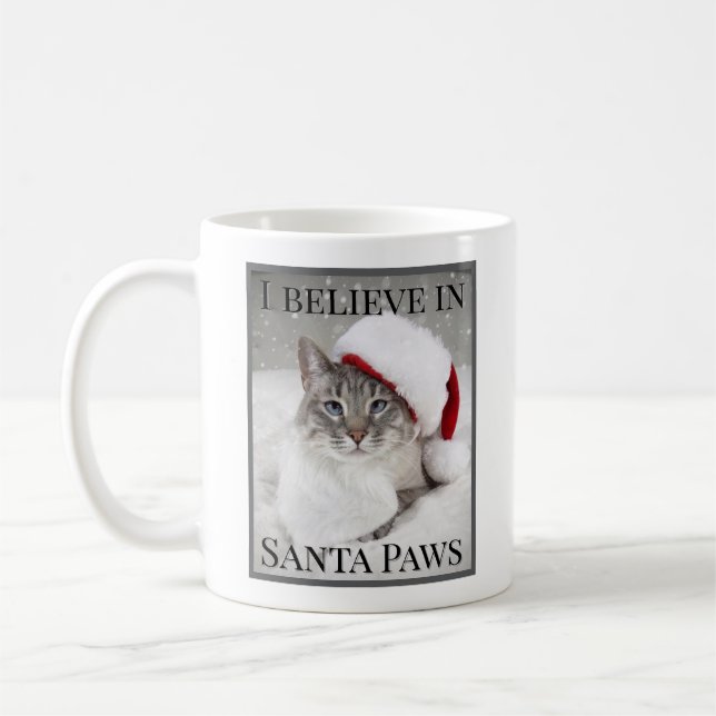 Ich glaube an Santa Paws Niedliche Katze in Weihna Kaffeetasse (Links)