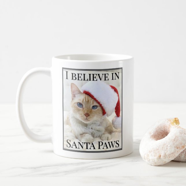 Ich glaube an Santa Paws Niedliche Katze in Weihna Kaffeetasse (Mit Donut)
