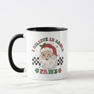 Ich glaube an Santa Paws Retro Weihnachtshund Love Tasse
